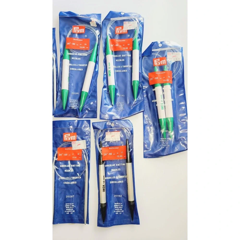 Prym Circular Knitting Needles Lot 13 Pairs Assorted Sizes 5mm-15mm 16-29 Inch